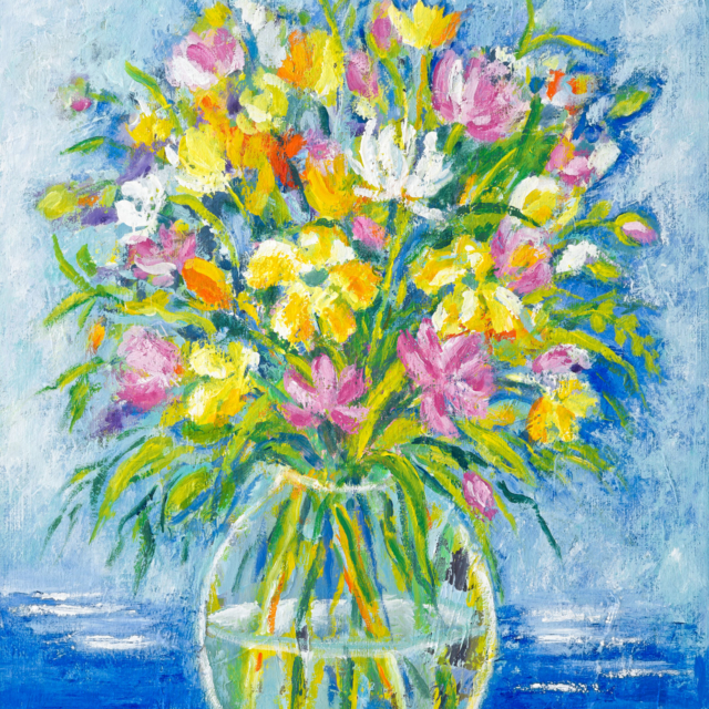 Lene Schmidt-Petersen: "Sunshine Flowers" (38 x 50 cm)